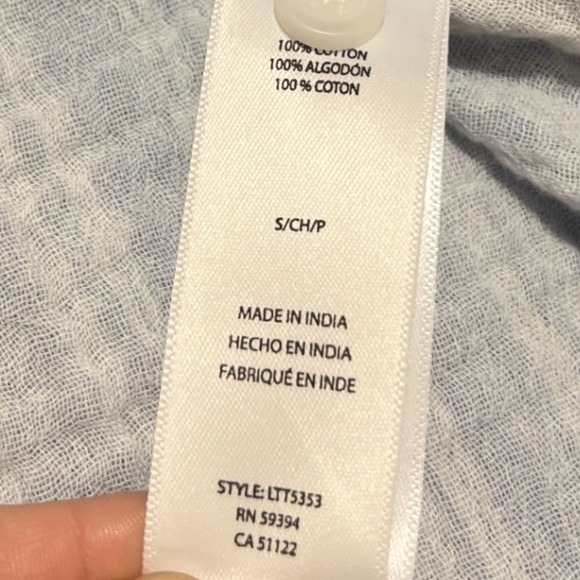 beachlunchlounge Collection Shirt Blue White Stripe Linen Blend  Top Women's S - Picture 4 of 8